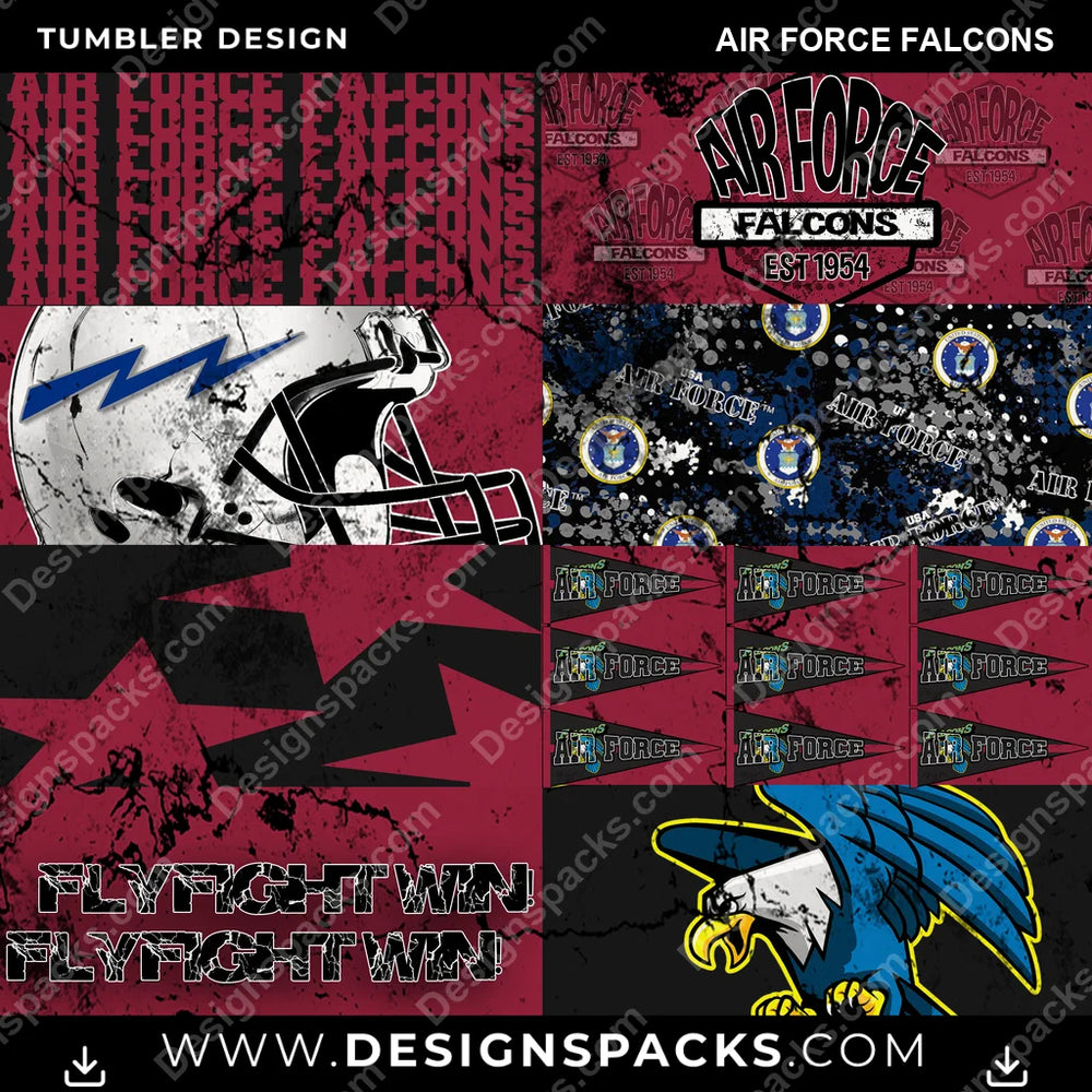 College Sport Distressed BG Air Force Falcons NCAA College Sport Tumbler Digital Wrap Design Download