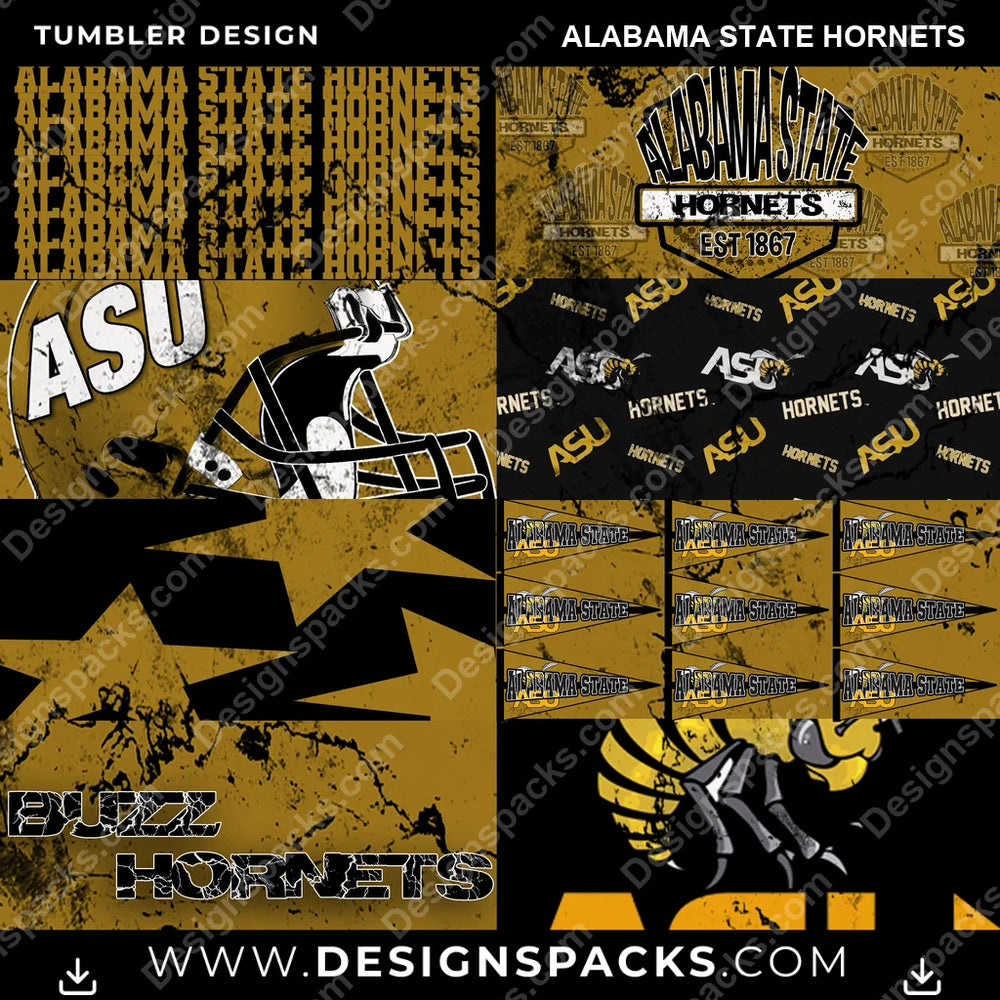 College Sport Distressed BG Alabama State Hornets NCAA College Sport Tumbler Digital Wrap Design Download