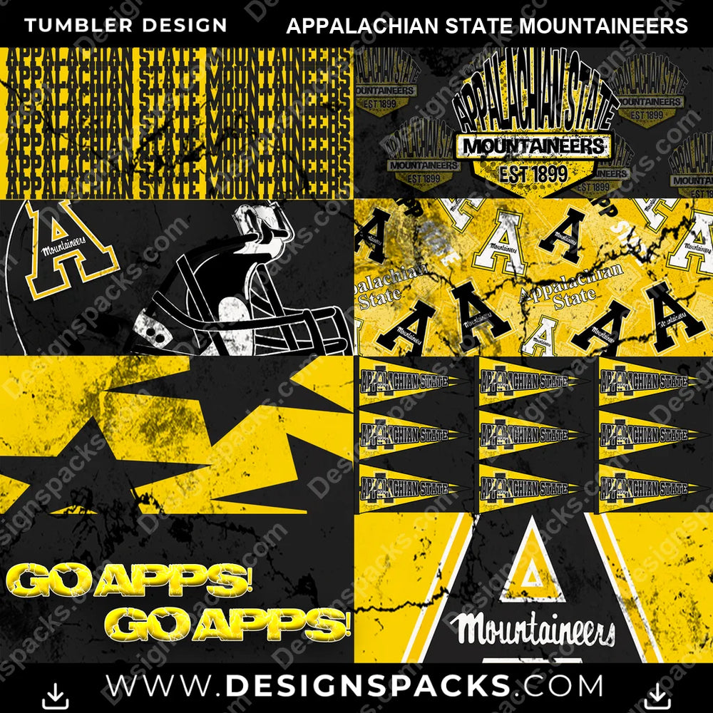 College Sport Distressed BG Appalachian State Mountaineers NCAA College Sport Tumbler Digital Wrap Design Download