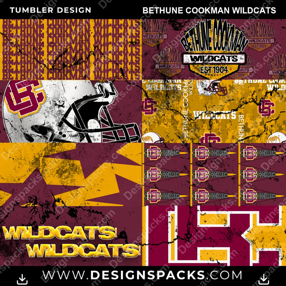 College Sport Distressed BG Bethune Cookman Wildcats NCAA College Sport Tumbler Digital Wrap Design Download