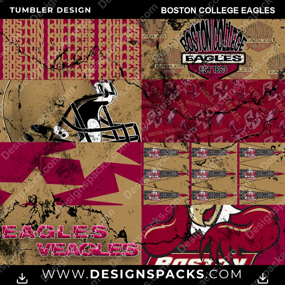 College Sport Distressed BG Boston College Eagles NCAA College Sport Tumbler Digital Wrap Design Download