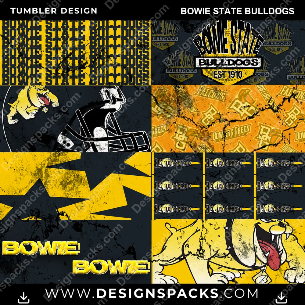 College Sport Distressed BG Bowie State Bulldogs NCAA College Sport Tumbler Digital Wrap Design Download