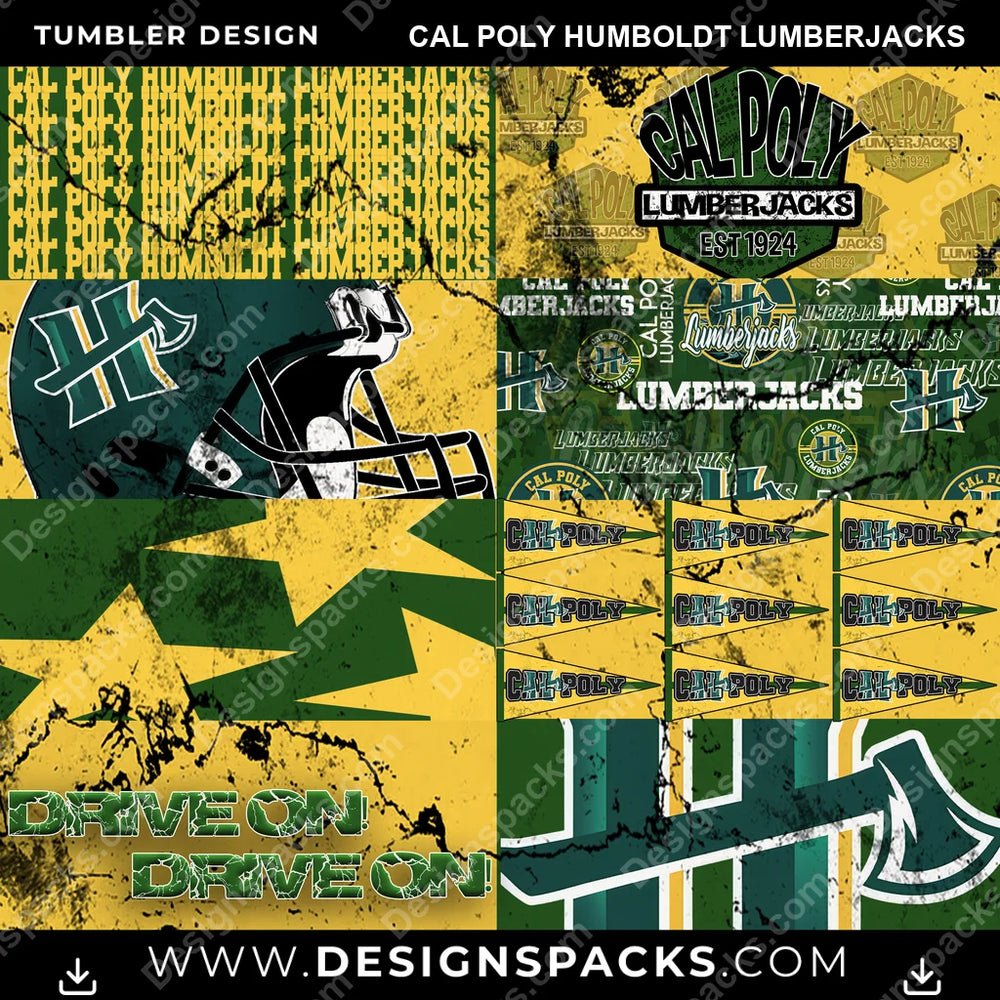 College Sport Distressed BG Cal Poly Humboldt Lumberjacks NCAA College Sport Tumbler Digital Wrap Design Download