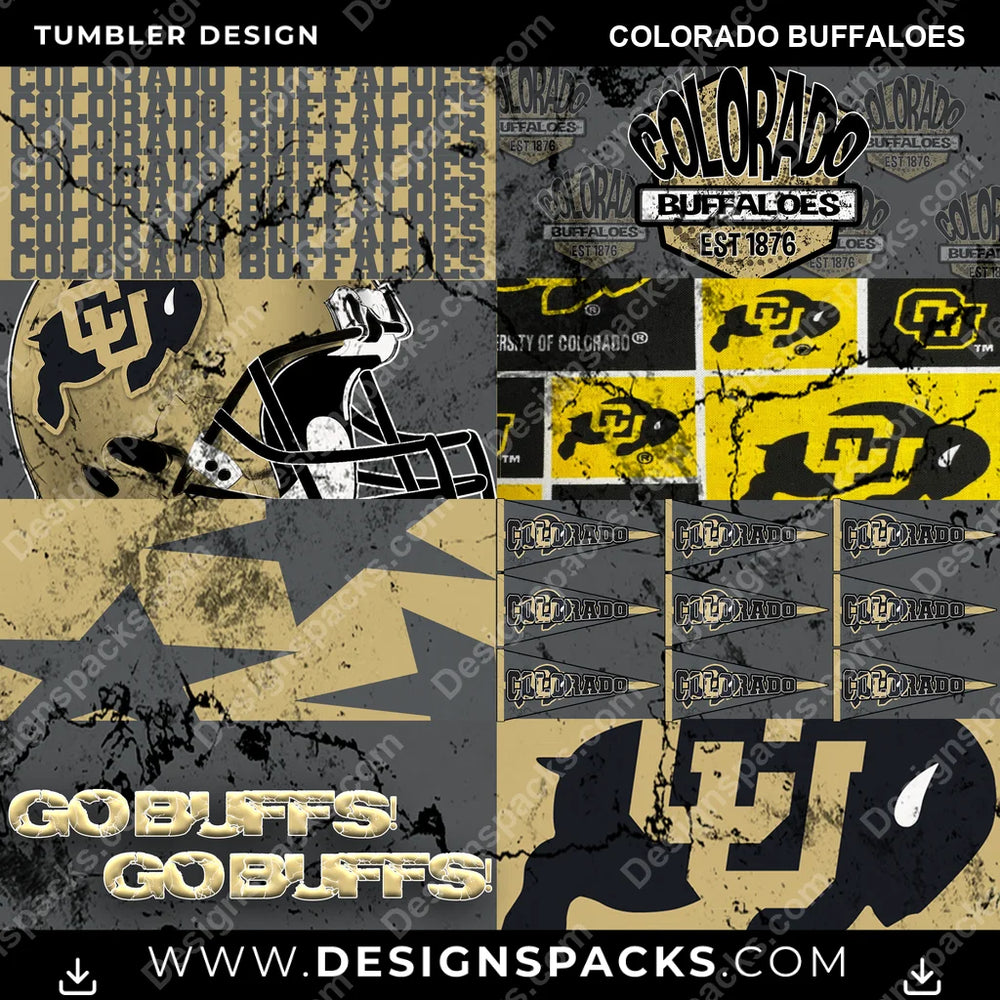 College Sport Distressed BG Colorado Buffaloes NCAA College Sport Tumbler Digital Wrap Design Download