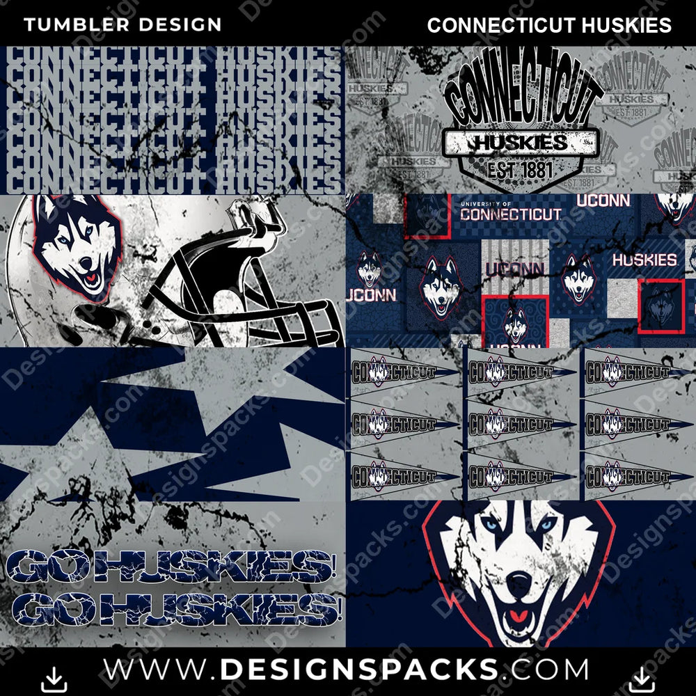 College Sport Distressed BG Connecticut Huskies NCAA College Sport Tumbler Digital Wrap Design Download