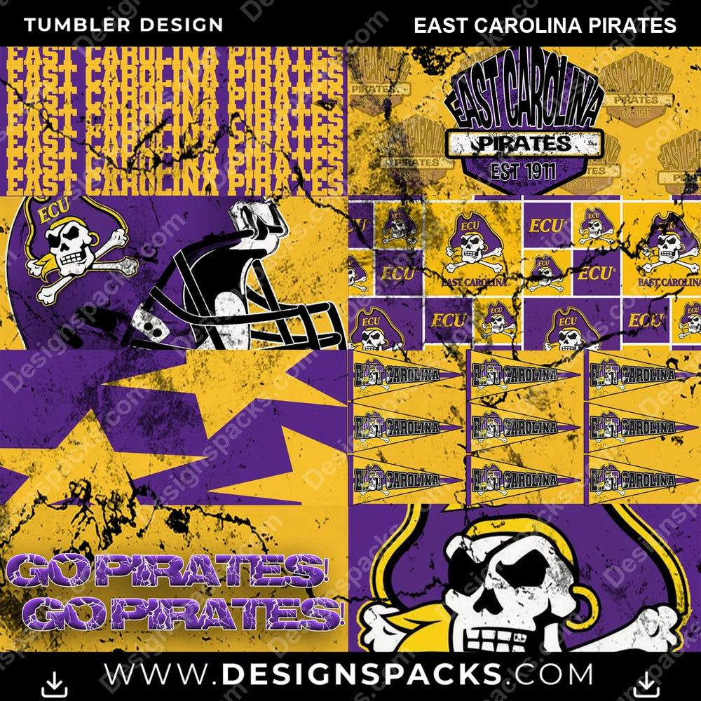 College Sport Distressed BG East Carolina Pirates NCAA College Sport Tumbler Digital Wrap Design Download