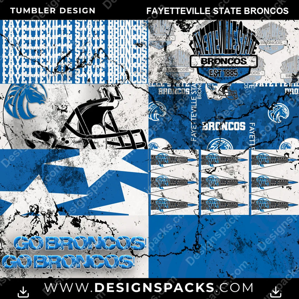 College Sport Distressed BG Fayetteville State Broncos NCAA College Sport Tumbler Digital Wrap Design Download