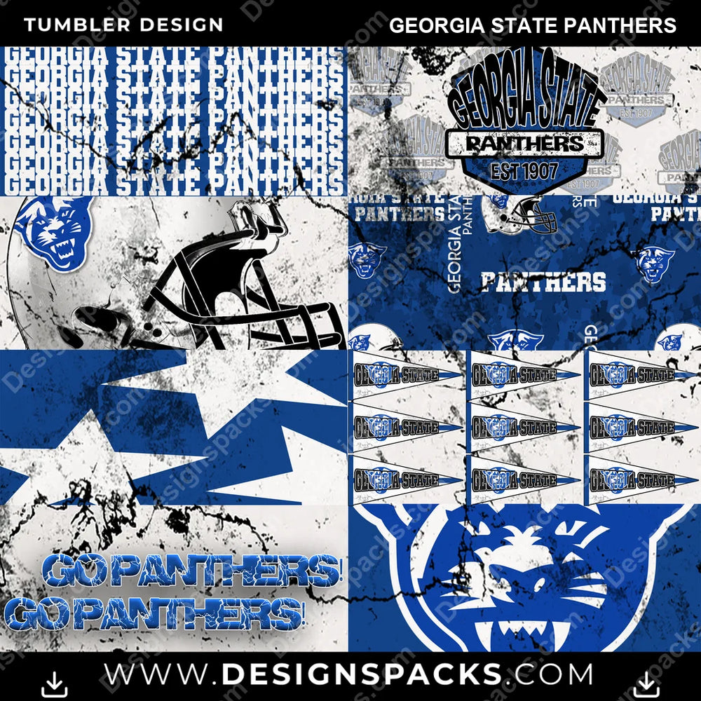 College Sport Distressed BG Georgia State Panthers NCAA College Sport Tumbler Digital Wrap Design Download