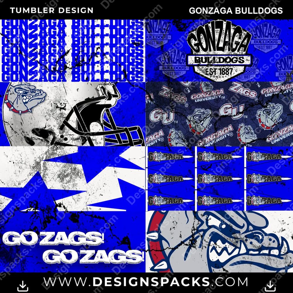 College Sport Distressed BG Gonzaga Bulldogs NCAA College Sport Tumbler Digital Wrap Design Download