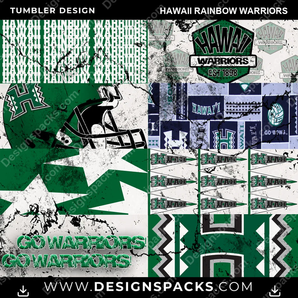 College Sport Distressed BG Hawaii Rainbow Warriors NCAA College Sport Tumbler Digital Wrap Design Download