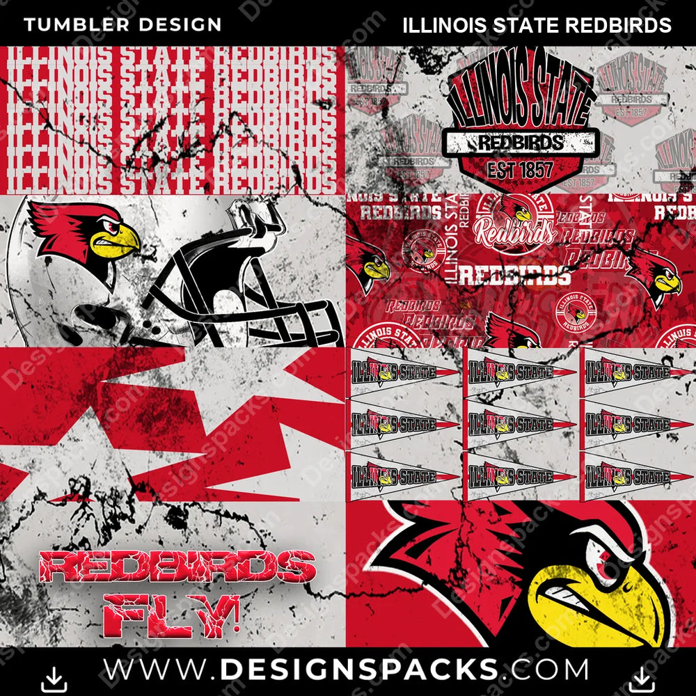 College Sport Distressed BG Illinois State Redbirds NCAA College Sport Tumbler Digital Wrap Design Download