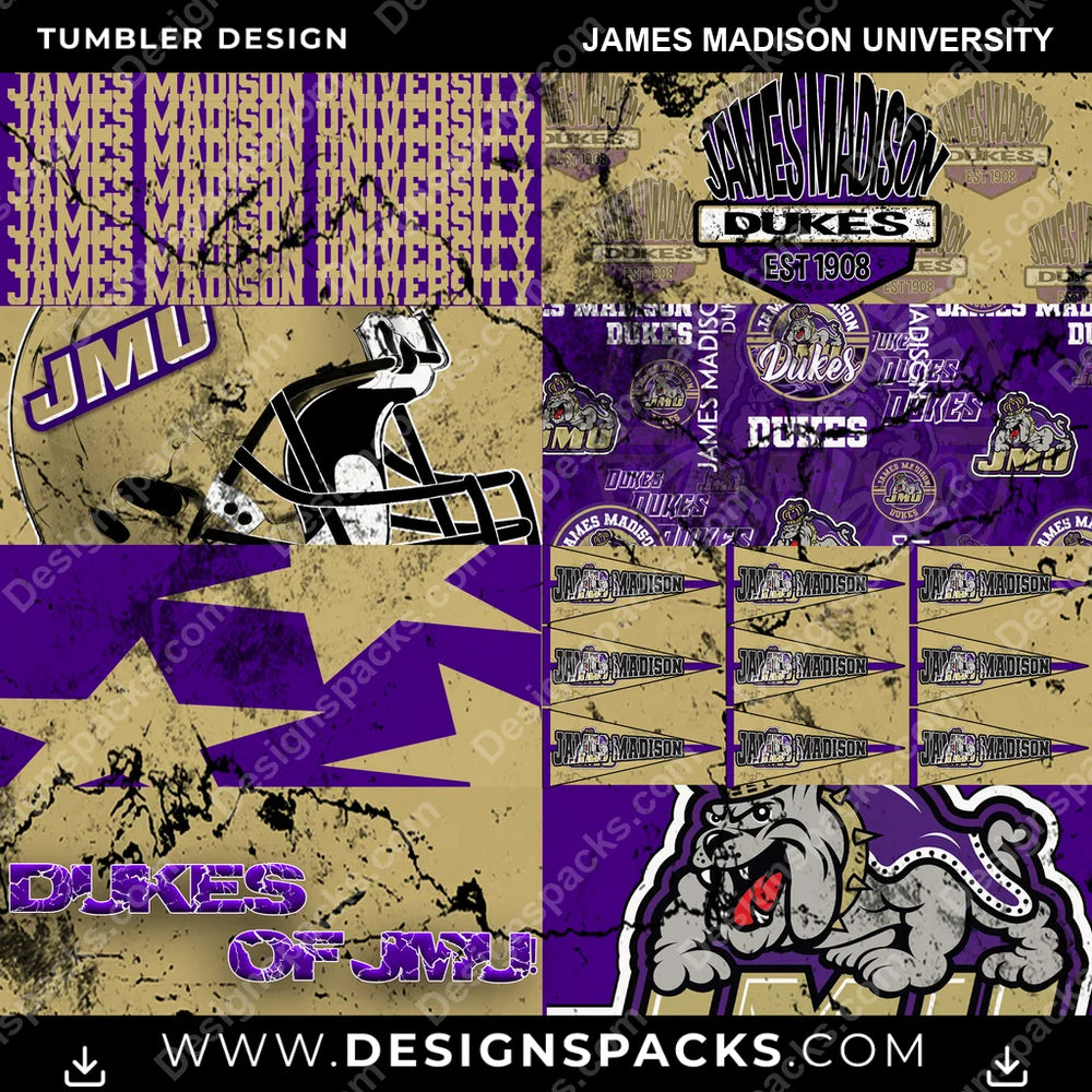 College Sport Distressed BG James Madison University NCAA College Sport Tumbler Digital Wrap Design Download