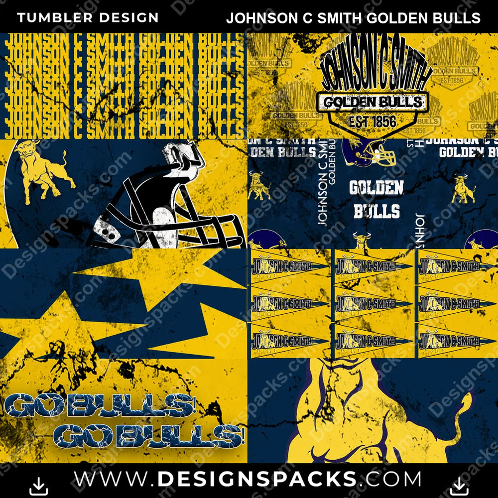 College Sport Distressed BG Johnson C Smith Golden Bulls NCAA College Sport Tumbler Digital Wrap Design Download