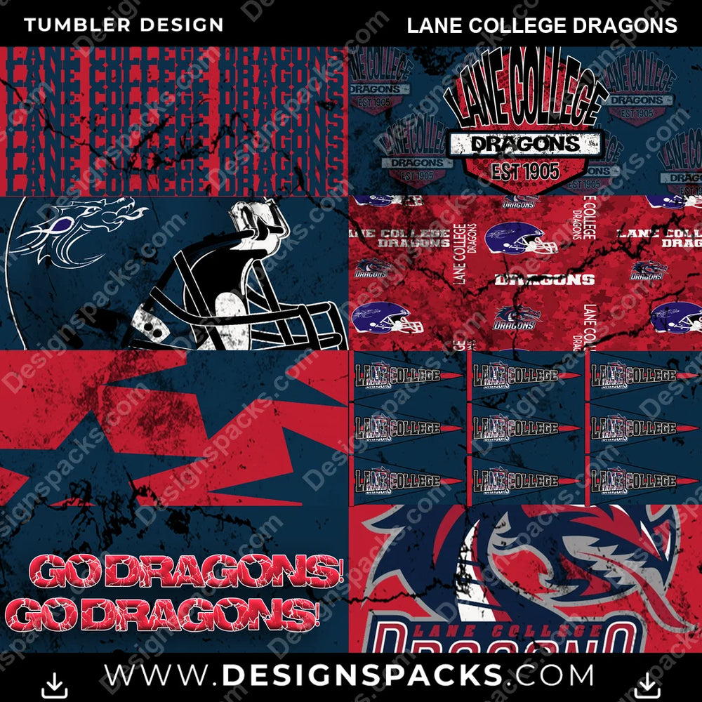 College Sport Distressed BG Lane College Dragons NCAA College Sport Tumbler Digital Wrap Design Download