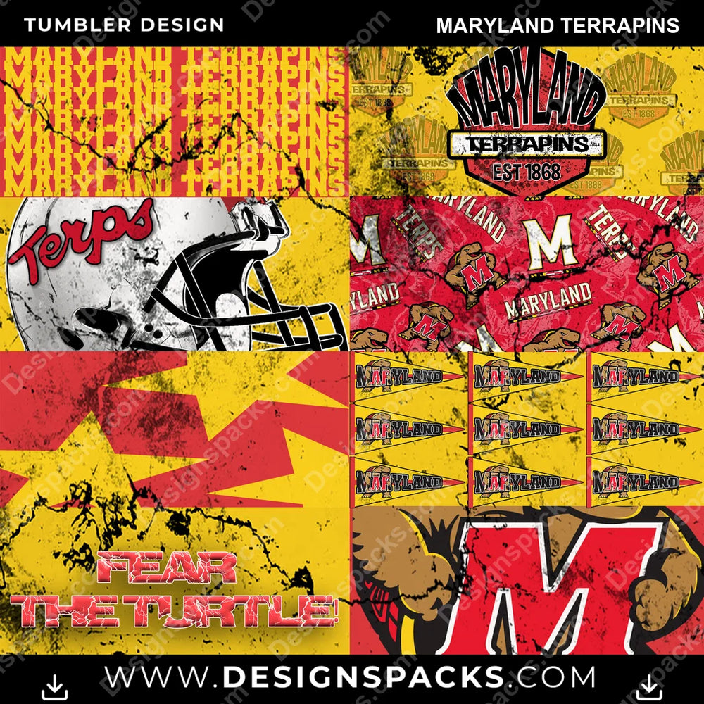 College Sport Distressed BG Maryland Terrapins NCAA College Sport Tumbler Digital Wrap Design Download