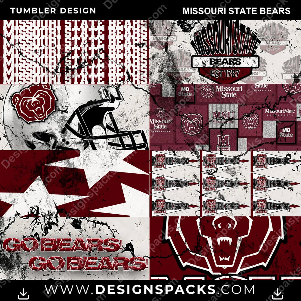 College Sport Distressed BG Missouri State Bears NCAA College Sport Tumbler Digital Wrap Design Download