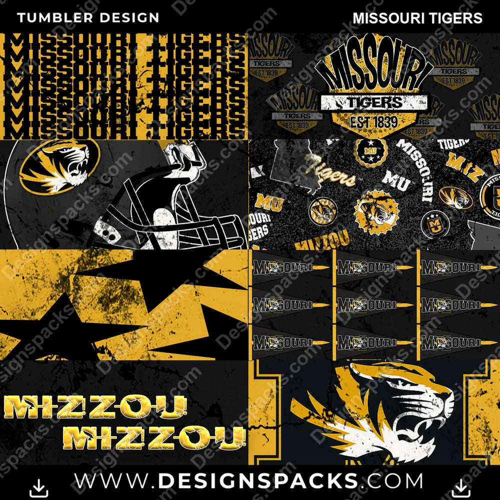 College Sport Distressed BG Missouri Tigers NCAA College Sport Tumbler Digital Wrap Design Download
