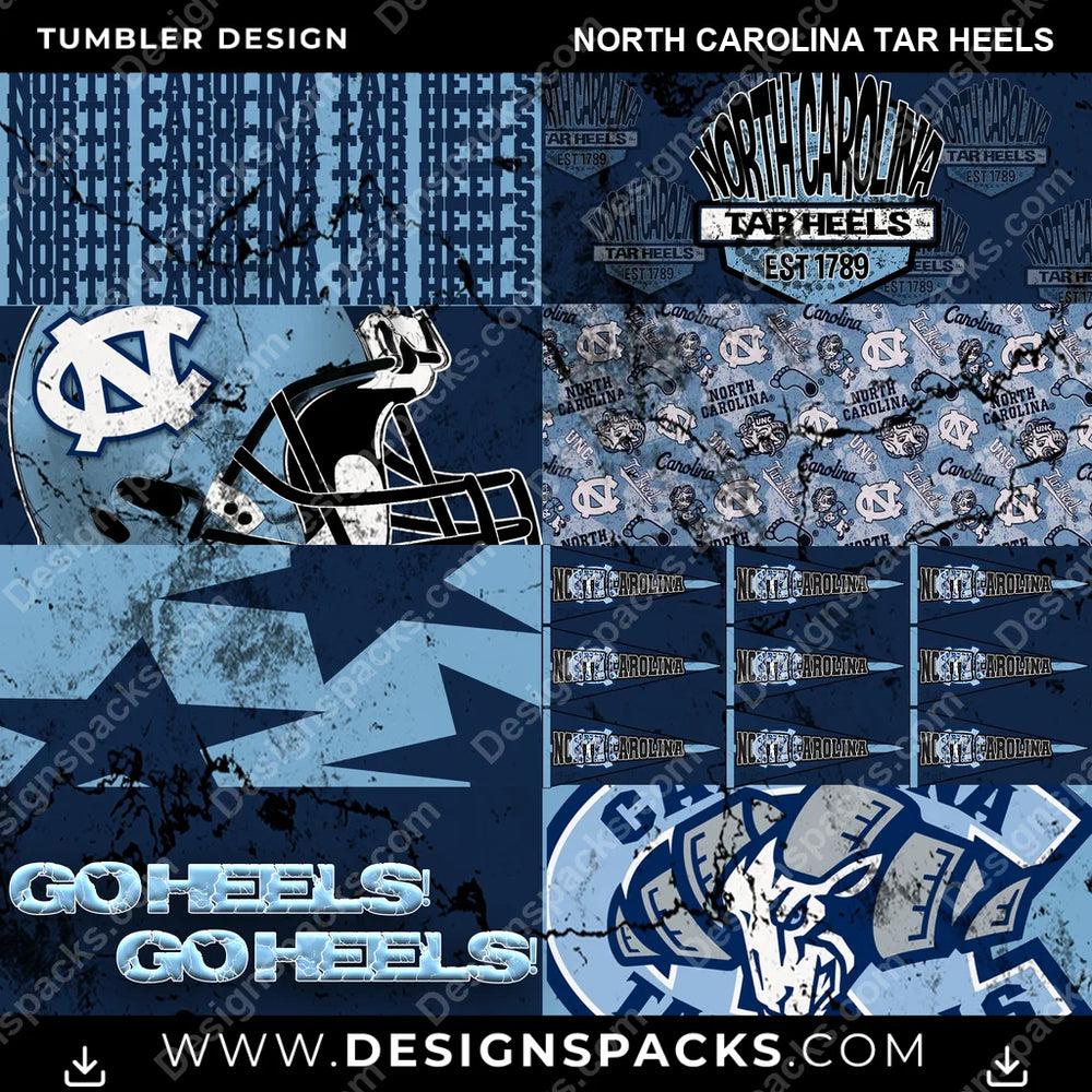 College Sport Distressed BG North Carolina Tar Heels NCAA College Sport Tumbler Digital Wrap Design Download