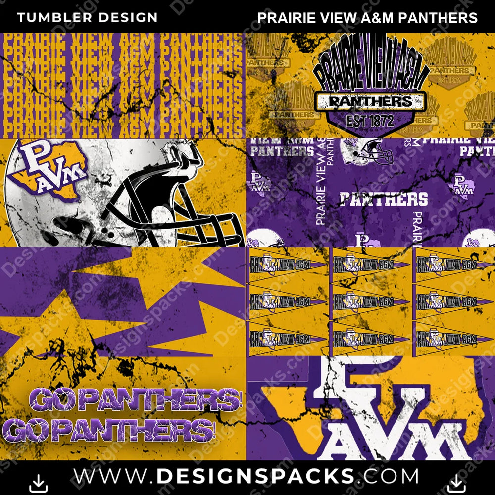 College Sport Distressed BG Prairie View A&M Panthers NCAA College Sport Tumbler Digital Wrap Design Download