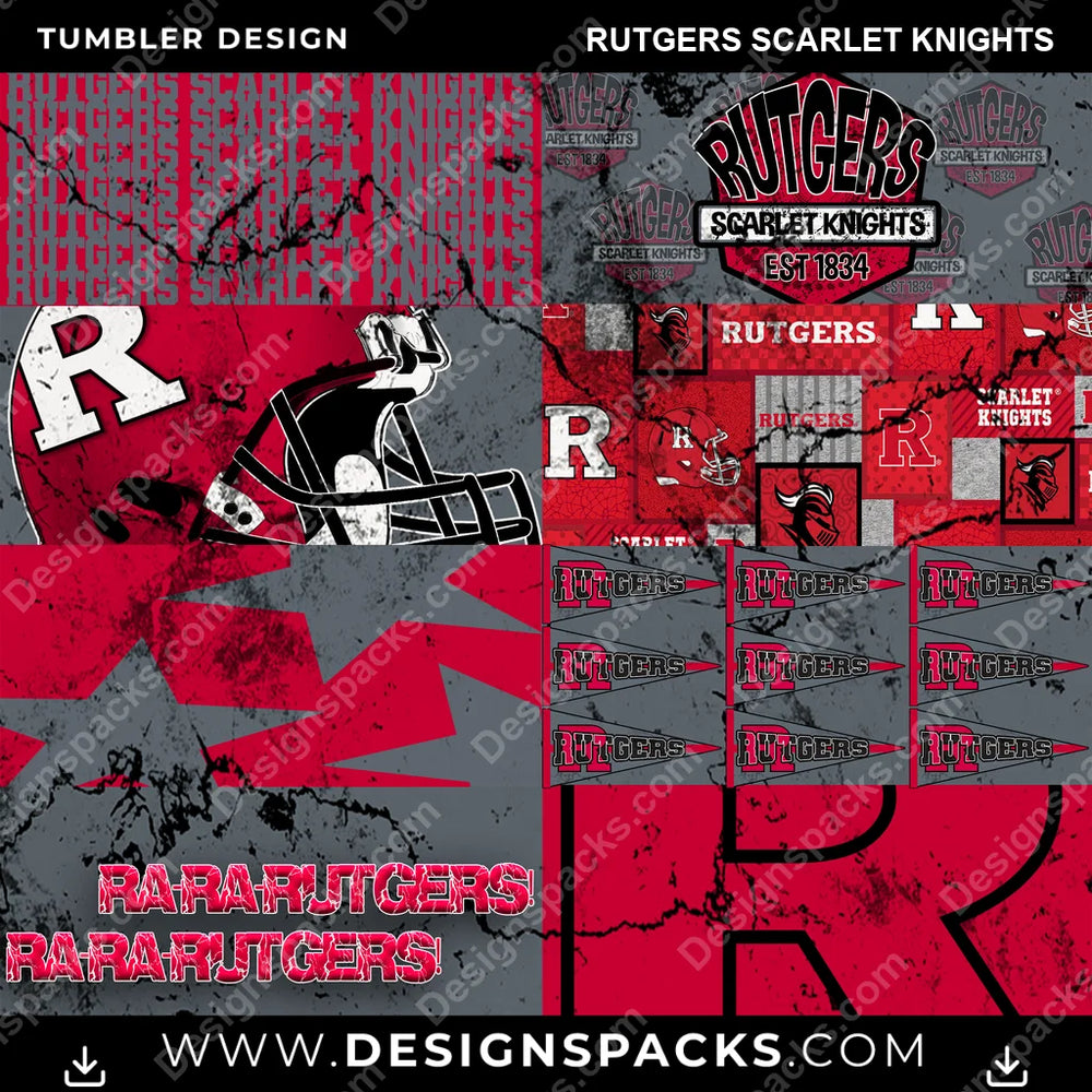 College Sport Distressed BG Rutgers Scarlet Knights NCAA College Sport Tumbler Digital Wrap Design Download