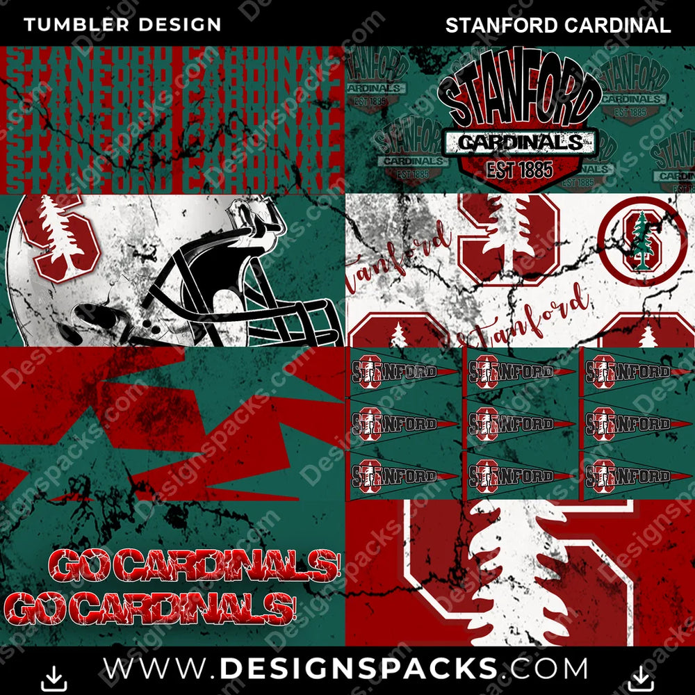 College Sport Distressed BG Stanford Cardinal NCAA College Sport Tumbler Digital Wrap Design Download