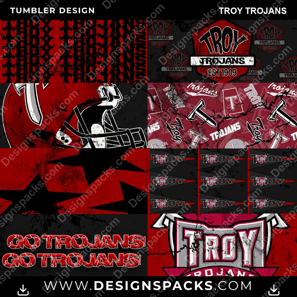 College Sport Distressed BG Troy Trojans NCAA College Sport Tumbler Digital Wrap Design Download