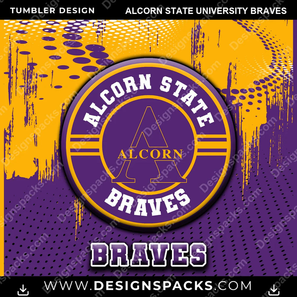 College Sport Dot Logo Alcorn State University Braves NCAA College Sport Tumbler Digital Wrap Design Download