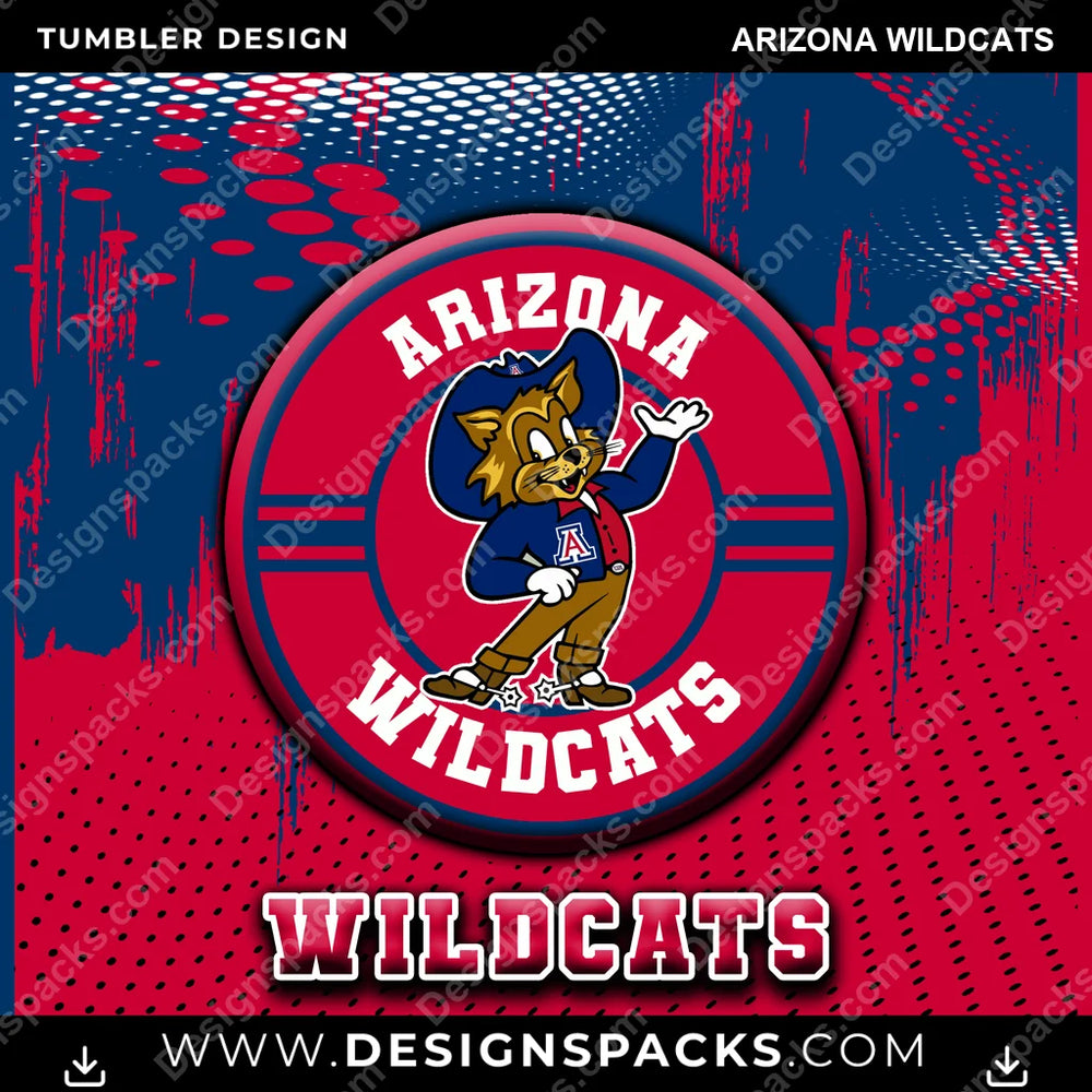 College Sport Dot Logo Arizona Wildcats NCAA College Sport Tumbler Digital Wrap Design Download