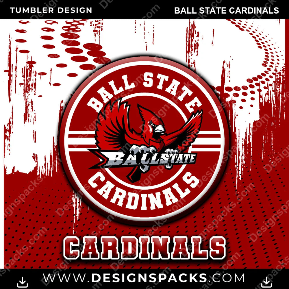 College Sport Dot Logo Ball State Cardinals NCAA College Sport Tumbler Digital Wrap Design Download