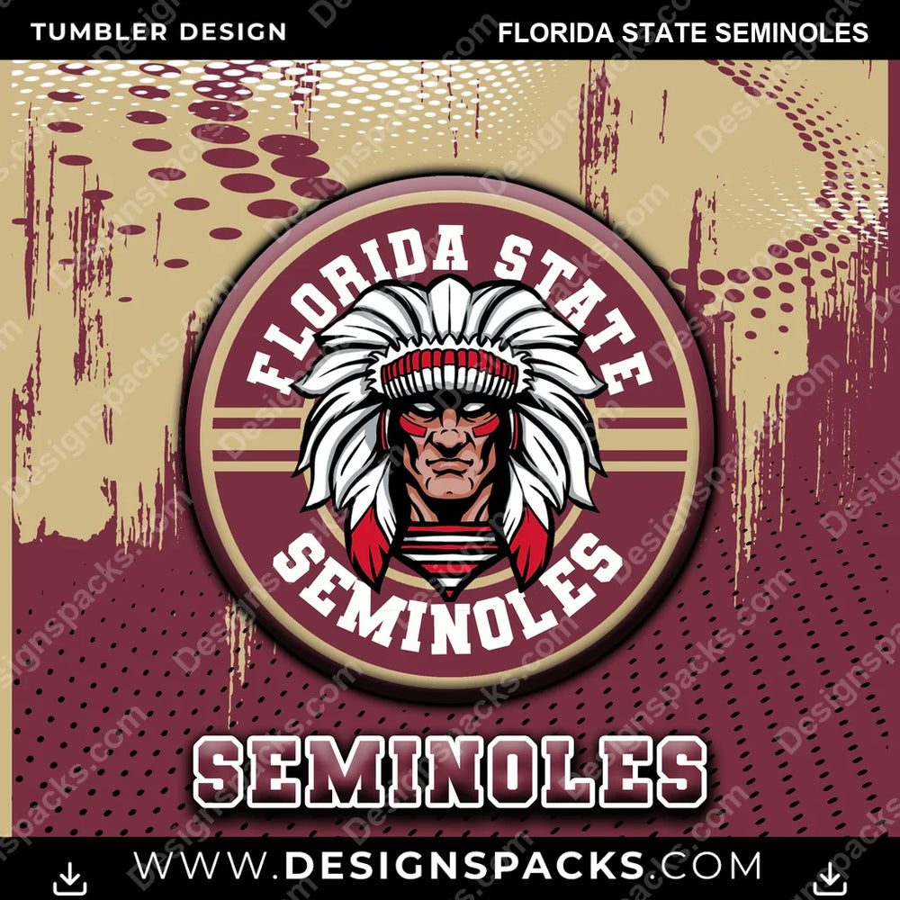 College Sport Dot Logo Florida State Seminoles NCAA College Sport Tumbler Digital Wrap Design Download