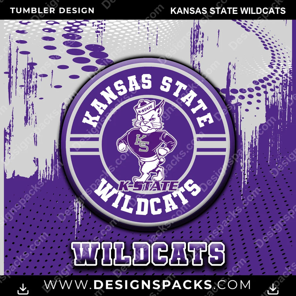 College Sport Dot Logo Kansas State Wildcats NCAA College Sport Tumbler Digital Wrap Design Download