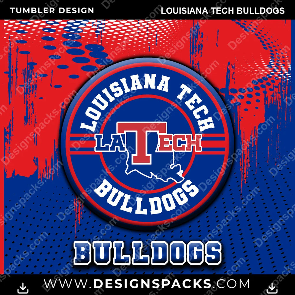 College Sport Dot Logo Louisiana Tech Bulldogs NCAA College Sport Tumbler Digital Wrap Design Download