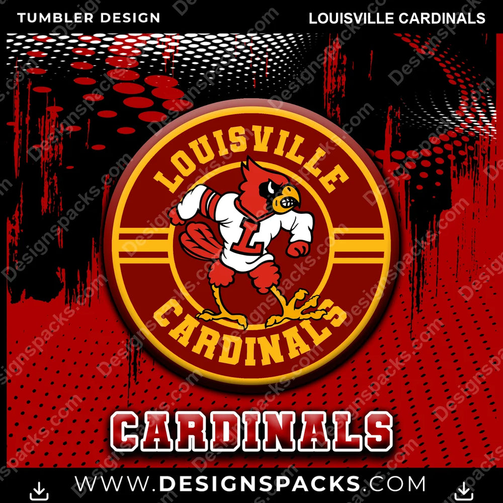 College Sport Dot Logo Louisville Cardinals NCAA College Sport Tumbler Digital Wrap Design Download