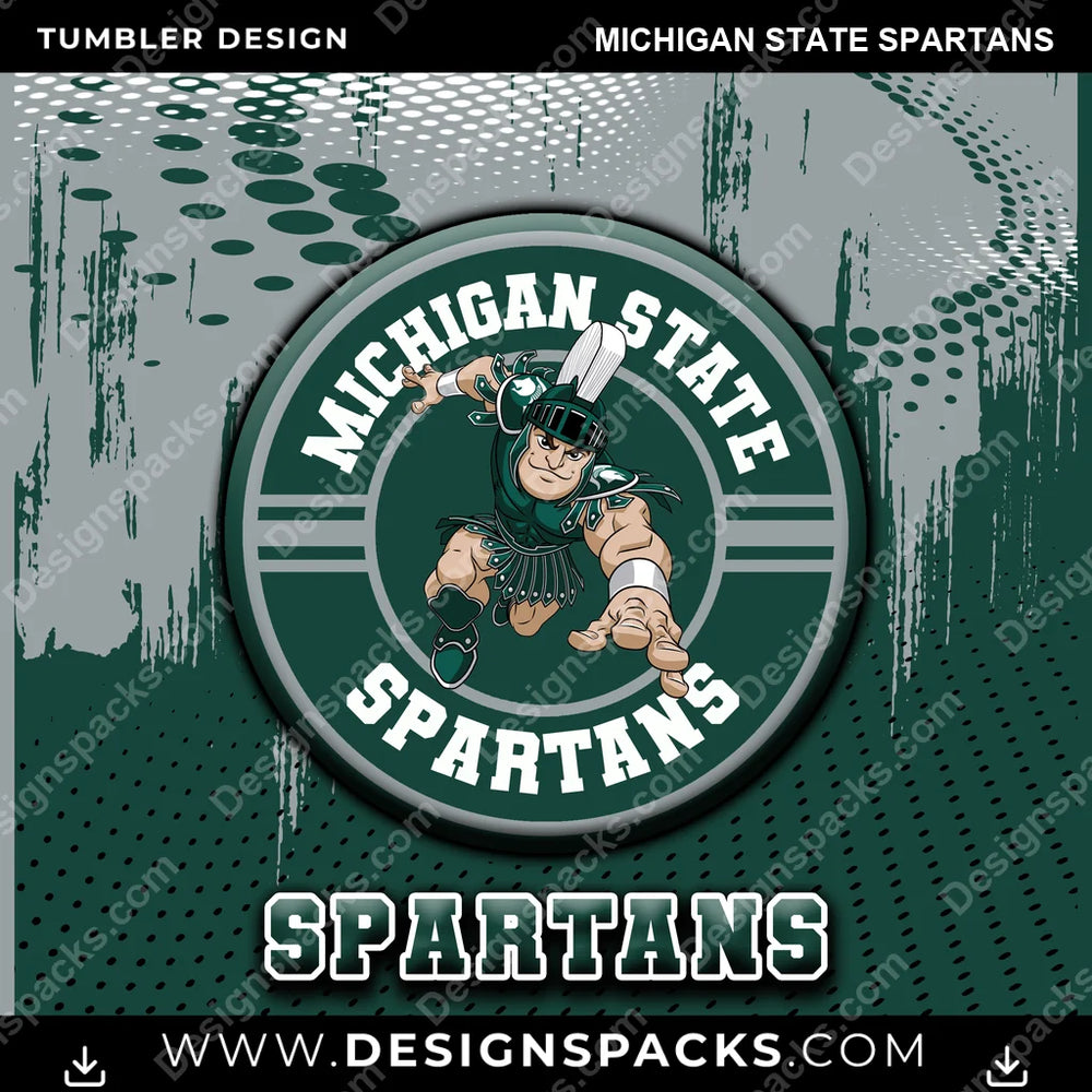 College Sport Dot Logo Michigan State Spartans NCAA College Sport Tumbler Digital Wrap Design Download