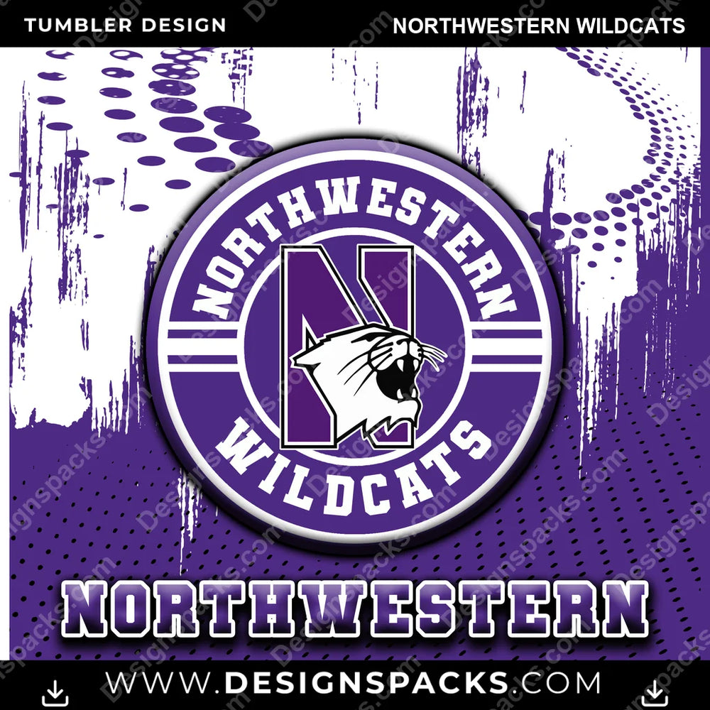 College Sport Dot Logo Northwestern Wildcats NCAA College Sport Tumbler Digital Wrap Design Download