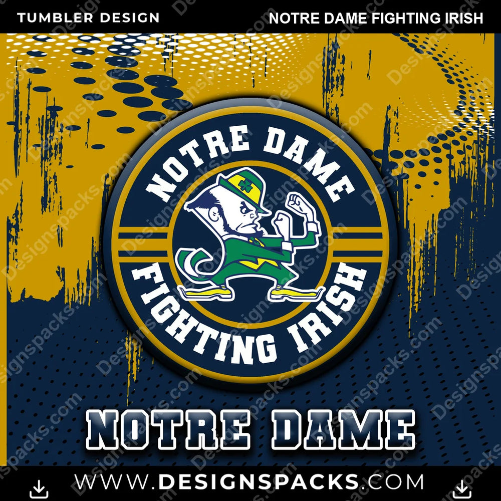 College Sport Dot Logo Notre Dame Fighting Irish NCAA College Sport Tumbler Digital Wrap Design Download