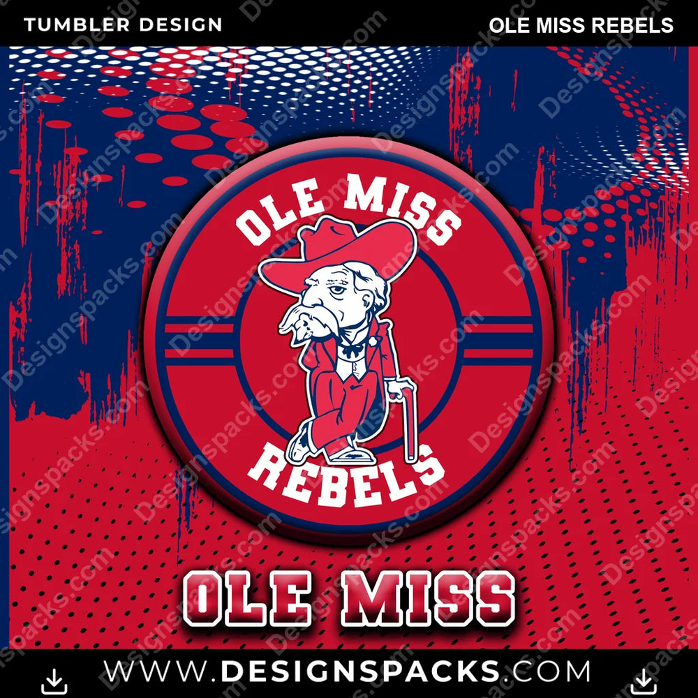 College Sport Dot Logo Ole Miss Rebels NCAA College Sport Tumbler Digital Wrap Design Download