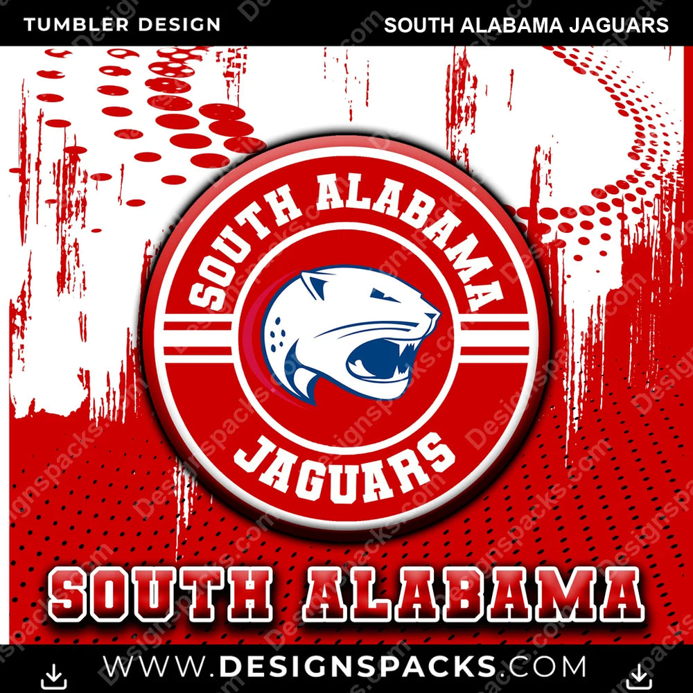 College Sport Dot Logo South Alabama Jaguars NCAA College Sport Tumbler Digital Wrap Design Download