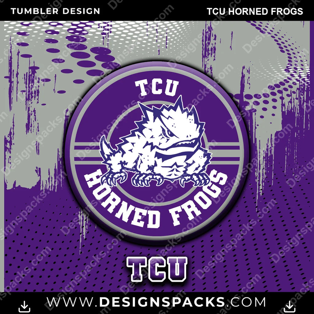 College Sport Dot Logo TCU Horned Frogs NCAA College Sport Tumbler Digital Wrap Design Download