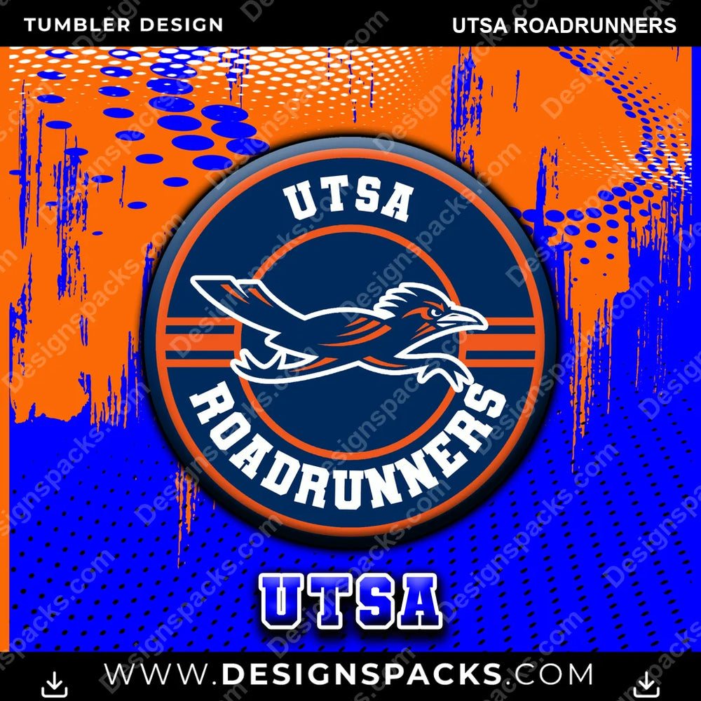 College Sport Dot Logo UTSA Roadrunners NCAA College Sport Tumbler Digital Wrap Design Download