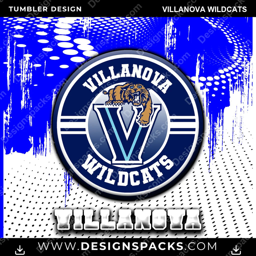 College Sport Dot Logo Villanova Wildcats NCAA College Sport Tumbler Digital Wrap Design Download