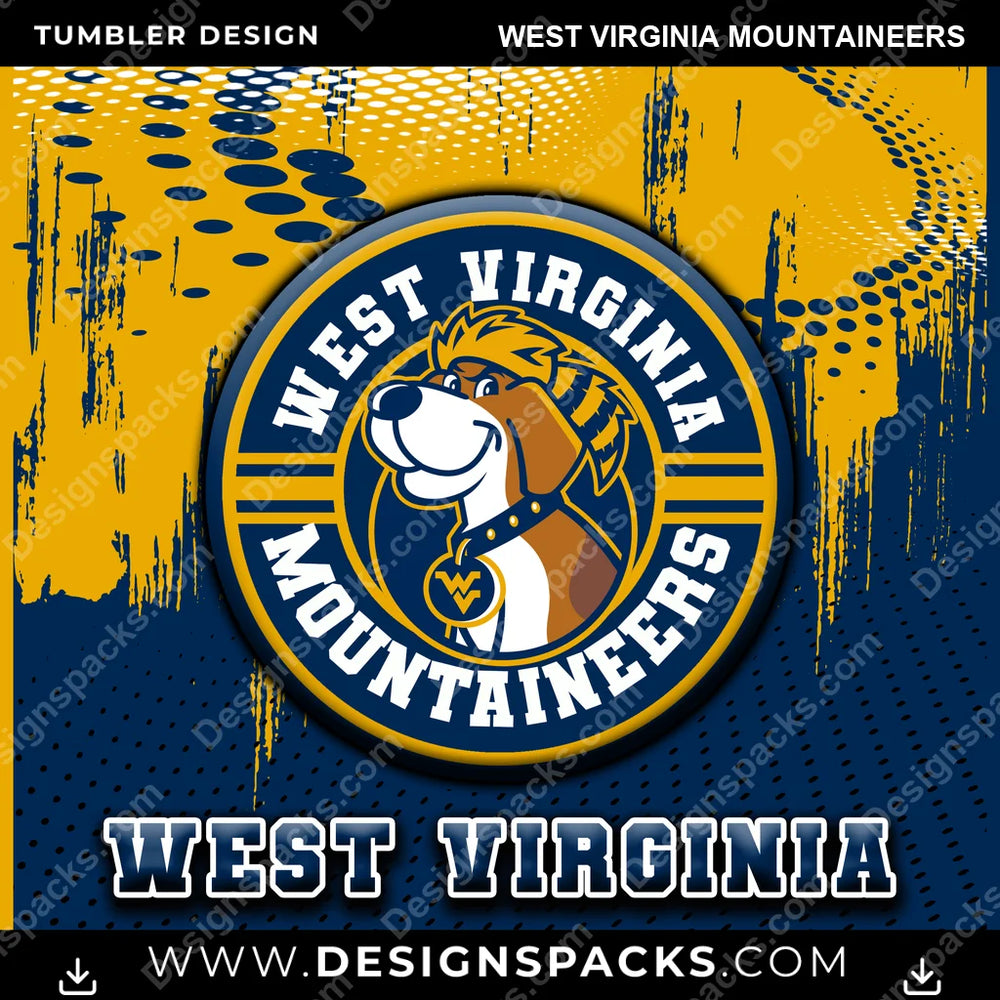 College Sport Dot Logo West Virginia Mountaineers NCAA College Sport Tumbler Digital Wrap Design Download