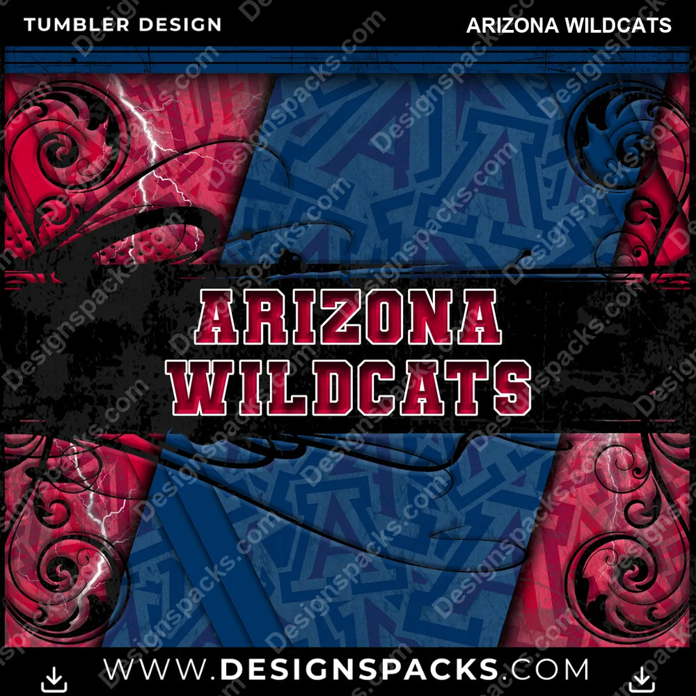 College Sport Elegant Arizona Wildcats NCAA College Sport Tumbler Digital Wrap Design Download