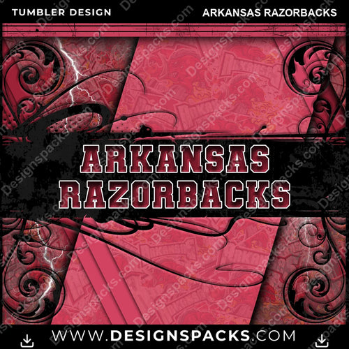 College Sport Elegant Arkansas Razorbacks Tumbler Digital Wrap Design