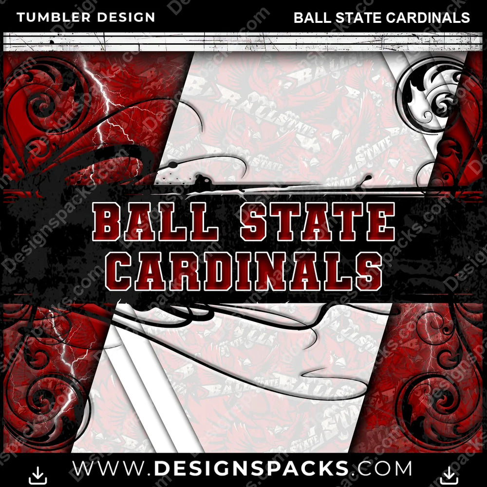 College Sport Elegant Ball State Cardinals NCAA College Sport Tumbler Digital Wrap Design Download