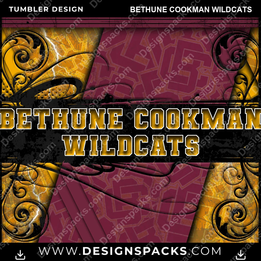 College Sport Elegant Bethune Cookman Wildcats NCAA College Sport Tumbler Digital Wrap Design Download