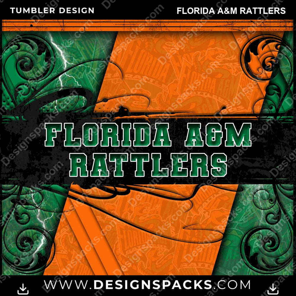 College Sport Elegant Florida A&M Rattlers NCAA College Sport Tumbler Digital Wrap Design Download