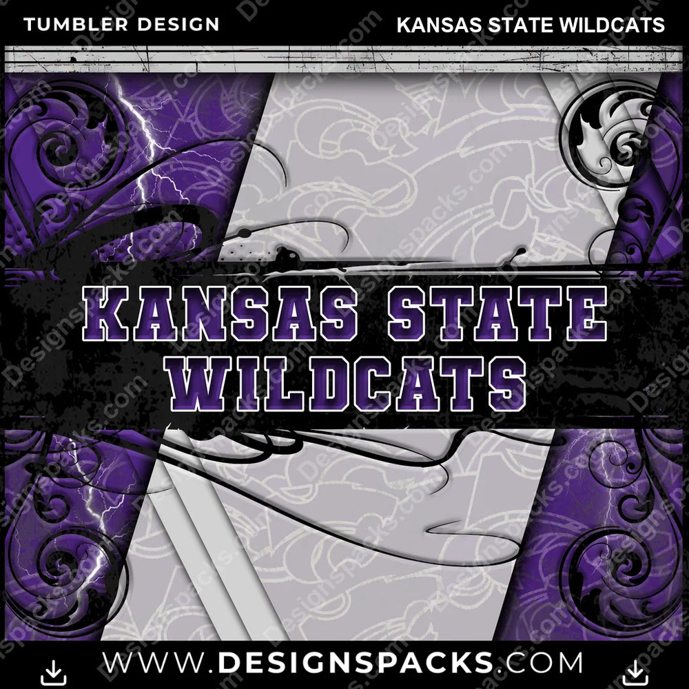 College Sport Elegant Kansas State Wildcats NCAA College Sport Tumbler Digital Wrap Design Download