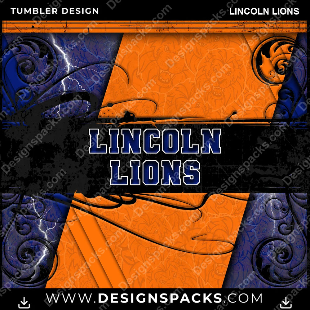 College Sport Elegant Lincoln Lions NCAA College Sport Tumbler Digital Wrap Design Download