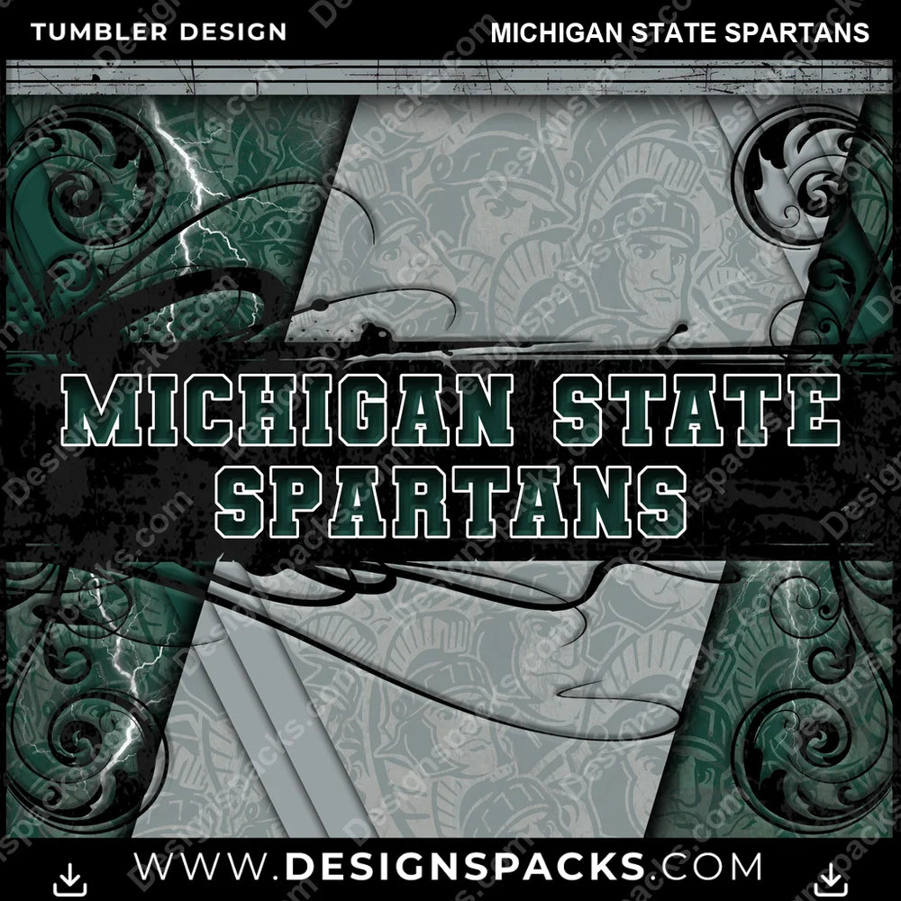 College Sport Elegant Michigan State Spartans NCAA College Sport Tumbler Digital Wrap Design Download